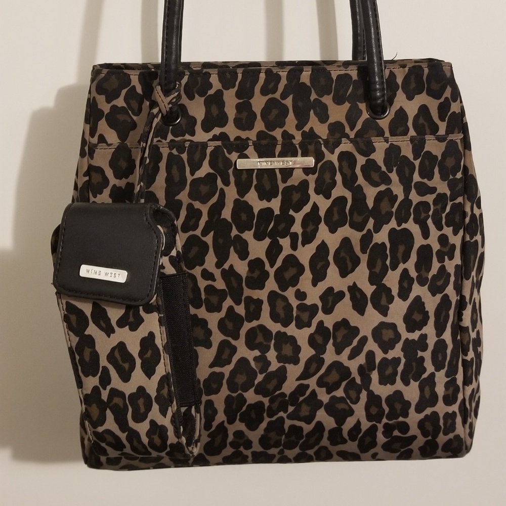 NINE WEST Leopard Purse with Phone/Glasses Case